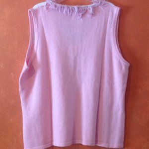 Storybook Knits Sweaters - Storybook Knits Fringe Pink White Sweater Vest 2X Storybook Knits Sweaters - Storybook Knits Fringe Pink White Sweater Vest 2X
